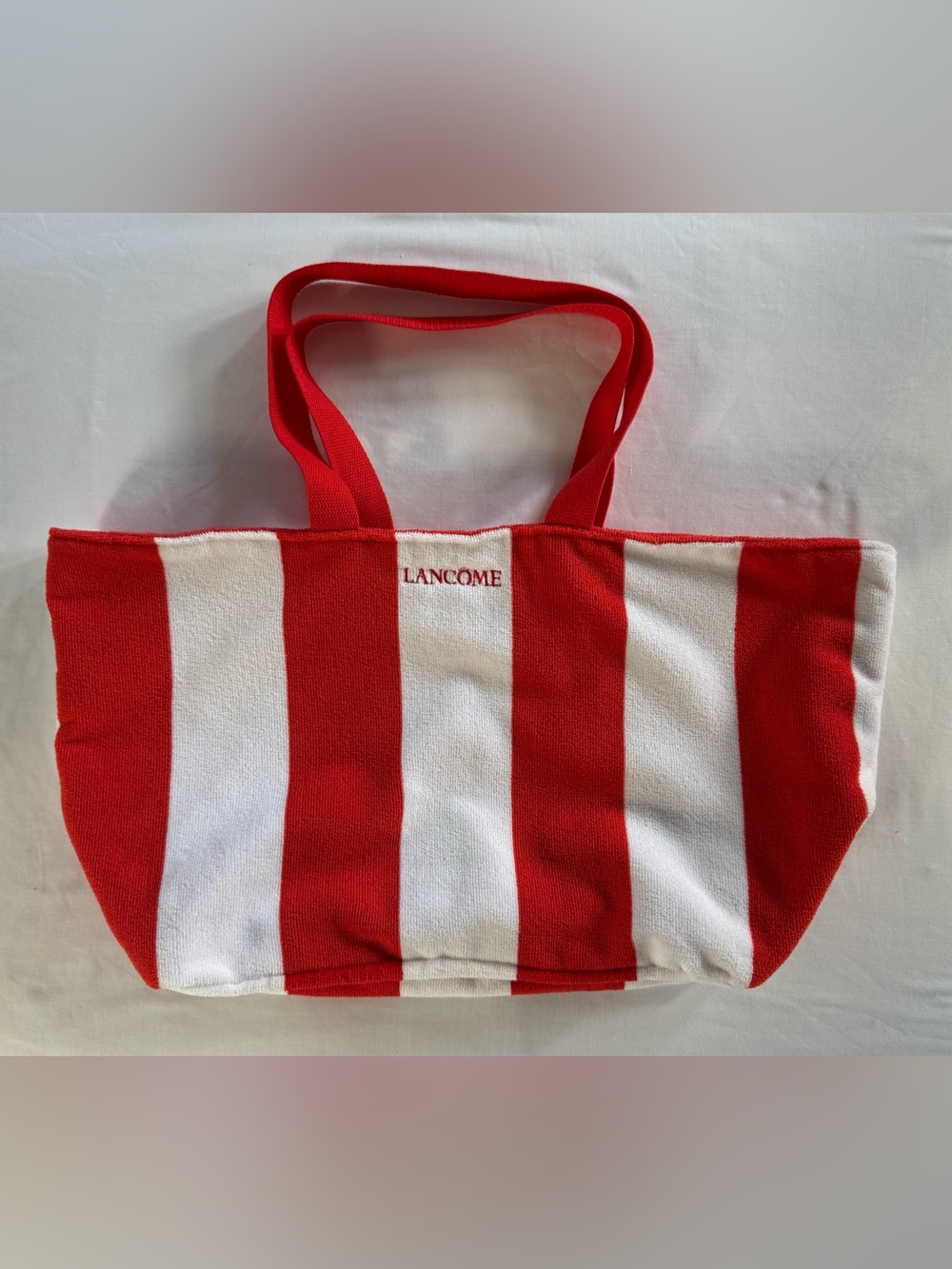 Lancôme Red and White Striped Tote Bag, Terrycloth